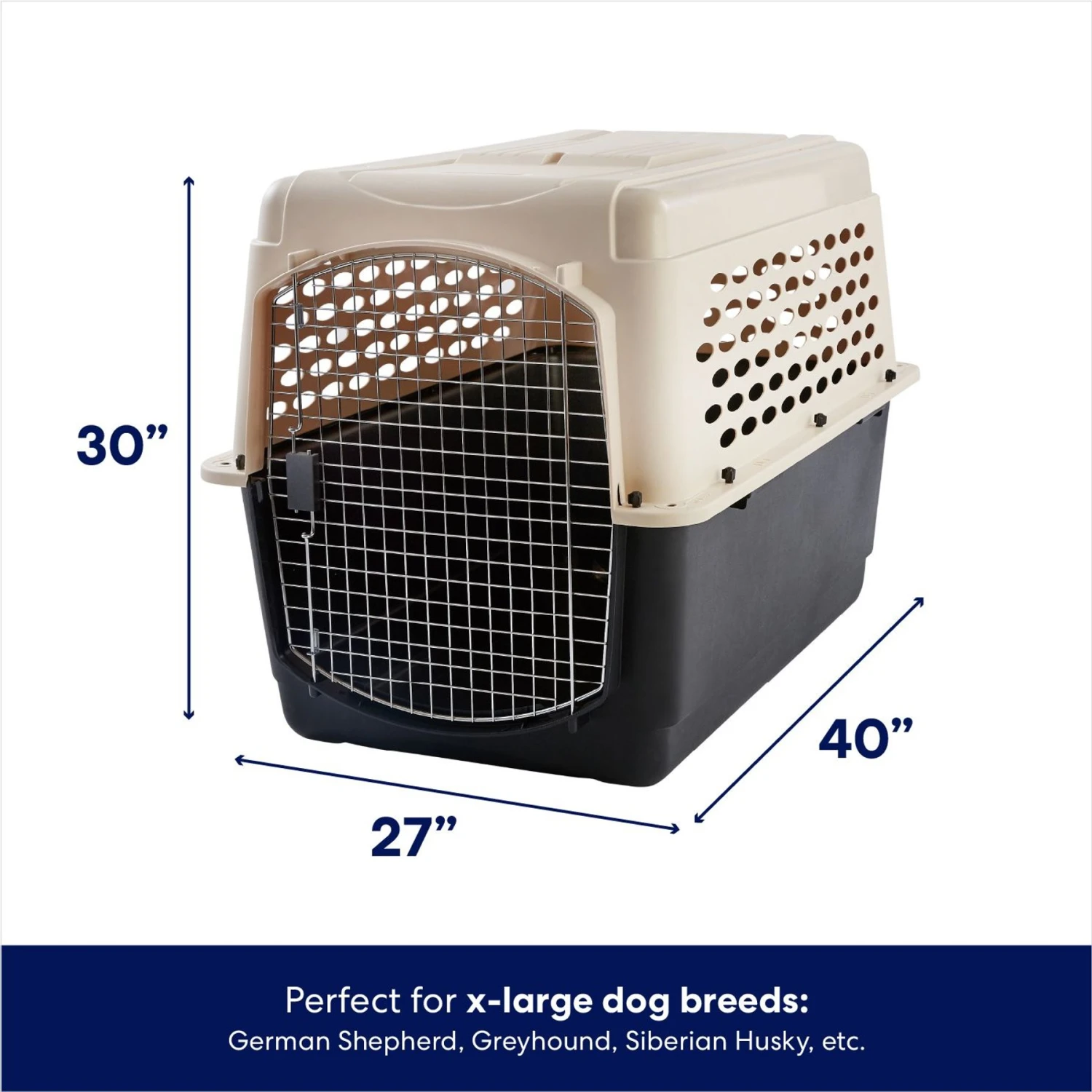 Frisco Plastic Dog & Cat Kennel, Almond & Black 2 Frisco Plastic Dog & Cat Kennel, Almond & Black - Image 2