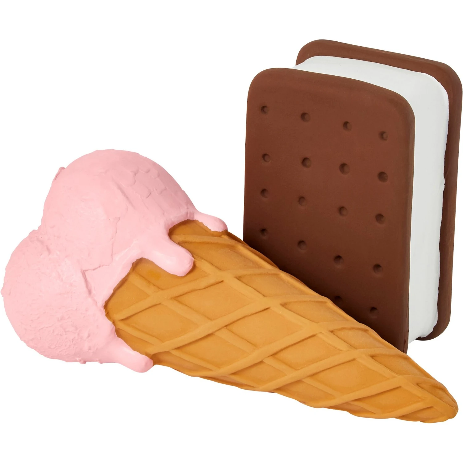 Frisco Ice Cream Sandwich & Ice Cream Cone Latex Squeaky Dog Toy 1 Frisco Ice Cream Sandwich & Ice Cream Cone Latex Squeaky Dog Toy