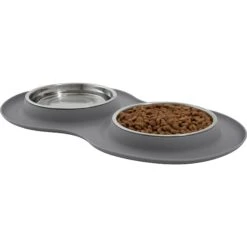 Frisco Double Stainless Steel Pet Bowl With Silicone Mat 10 Frisco Double Stainless Steel Pet Bowl With Silicone Mat -Pet Dog Shop 215986 PT2. AC SS1800 V1591020064