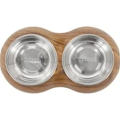 Frisco Double Stainless Steel Bowl, Wood Design 10 Frisco Double Stainless Steel Bowl, Wood Design -Pet Dog Shop 216068 PT3. AC SS1800 V1591021035