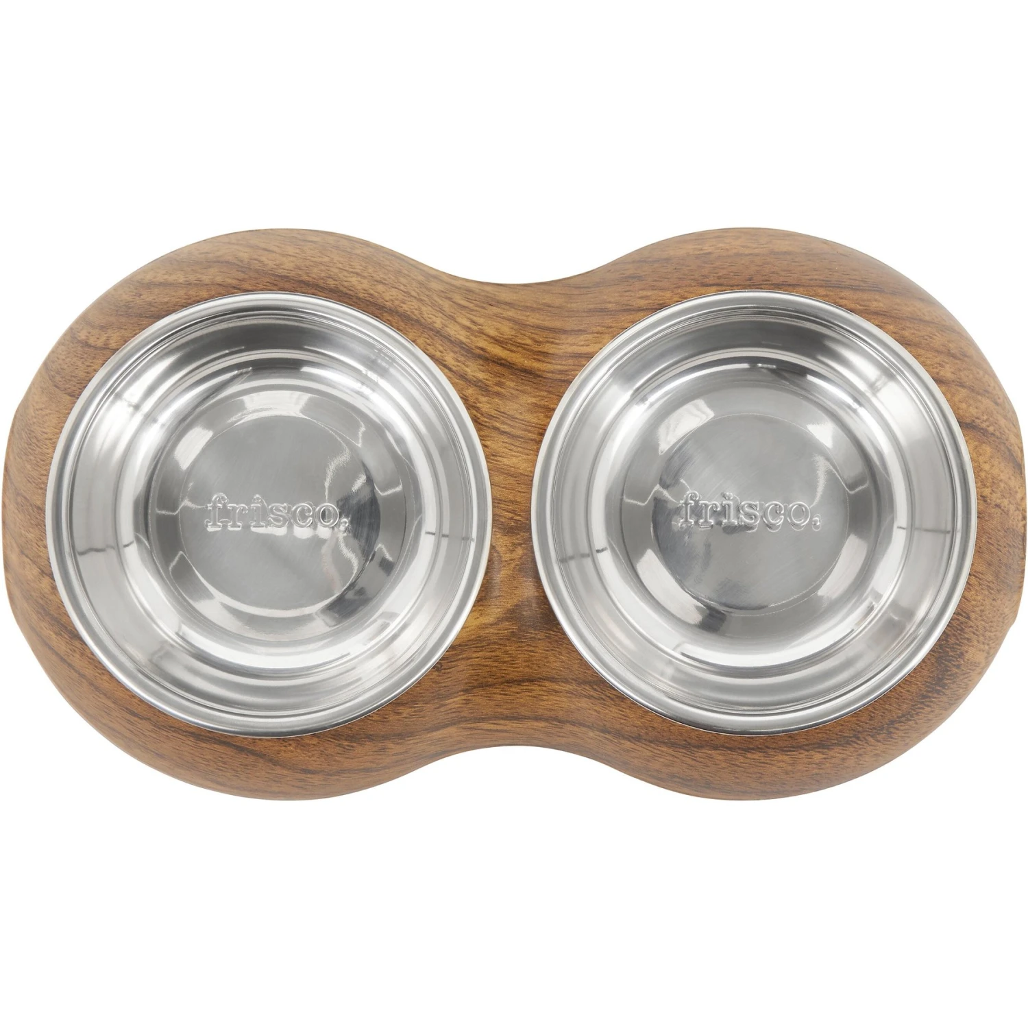 Frisco Double Stainless Steel Bowl, Wood Design 4 Frisco Double Stainless Steel Bowl, Wood Design - Image 4