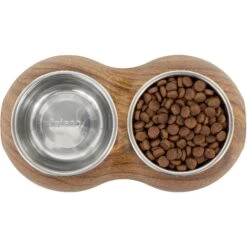 Frisco Double Stainless Steel Bowl, Wood Design 11 Frisco Double Stainless Steel Bowl, Wood Design -Pet Dog Shop 216068 PT4. AC SS1800 V1591021017