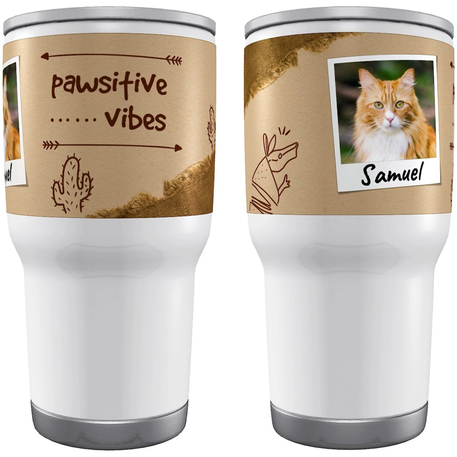 Frisco Double Walled "Pawsitive Vibes" Personalized Tumbler 1 Frisco Double Walled "Pawsitive Vibes" Personalized Tumbler