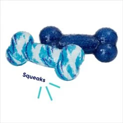 Frisco Retro Denim & Swirl TPR Bone Squeaky Dog Toy -Pet Dog Shop 230341 PT2. AC SS1800 V1695748841