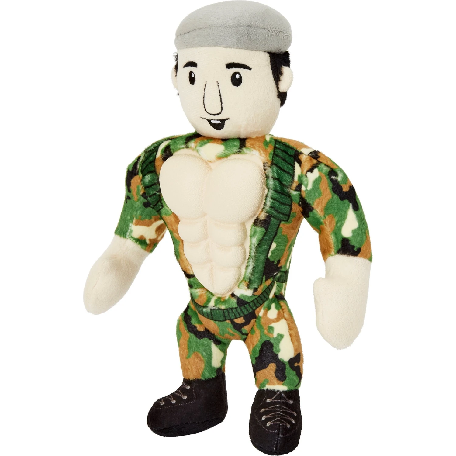 Frisco Retro Camo Hero Muscle Plush Squeaky Dog Toy 1 Frisco Retro Camo Hero Muscle Plush Squeaky Dog Toy