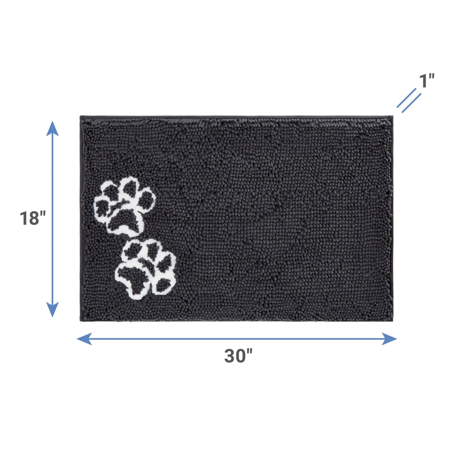 Frisco Microfiber Chenille Paw Print Dog & Cat Mat, Dark Gray 2 Frisco Microfiber Chenille Paw Print Dog & Cat Mat, Dark Gray - Image 2