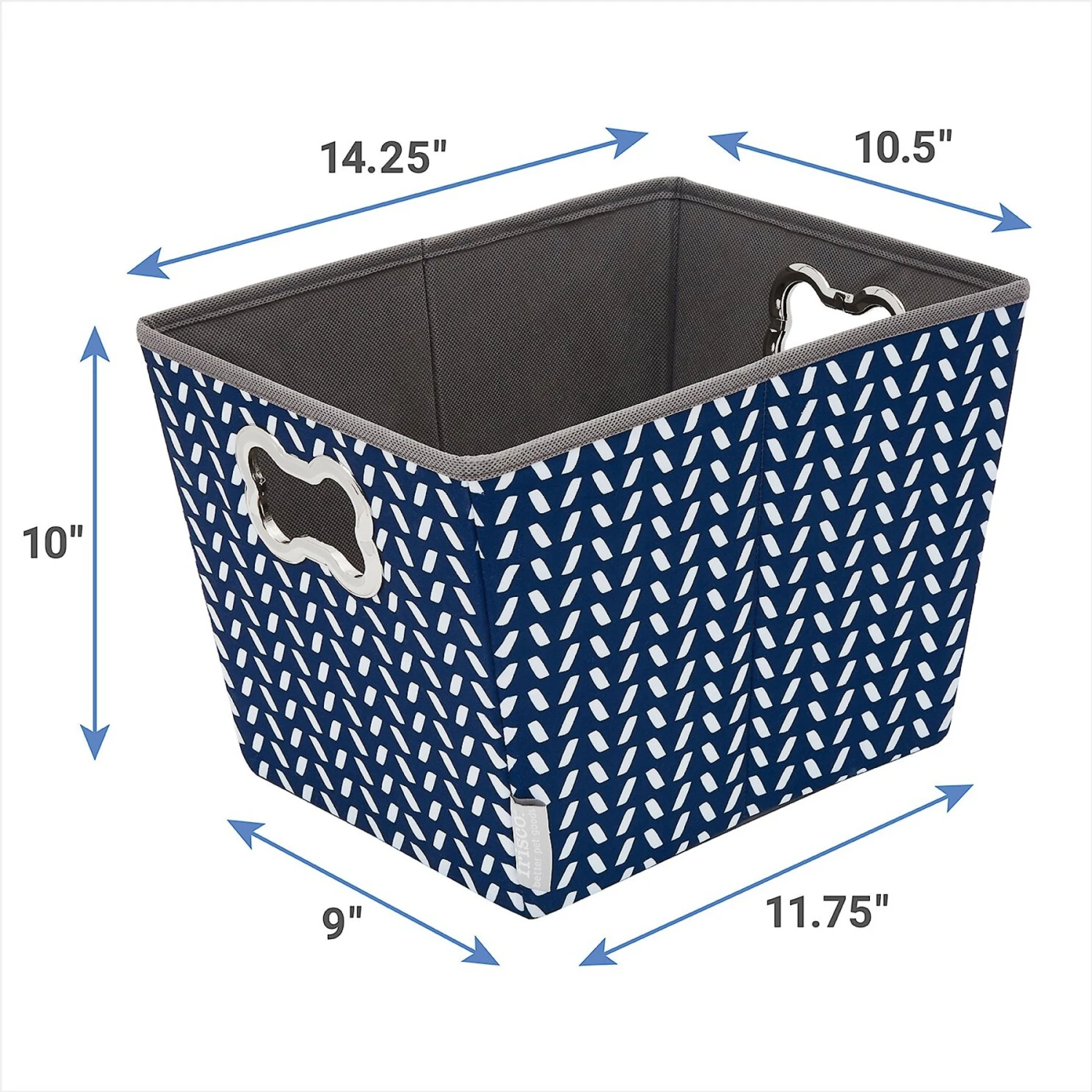 Frisco Rectangle Collapsible Pet Toy Storage Bin, Navy Herringbone 3 Frisco Rectangle Collapsible Pet Toy Storage Bin, Navy Herringbone - Image 3