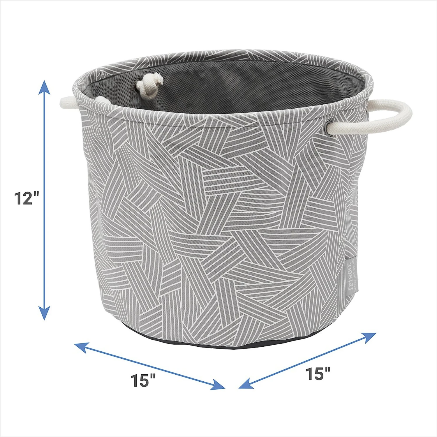 Frisco Round Collapsible Pet Toy Storage Bin, Gray Basket Weave 3 Frisco Round Collapsible Pet Toy Storage Bin, Gray Basket Weave - Image 3
