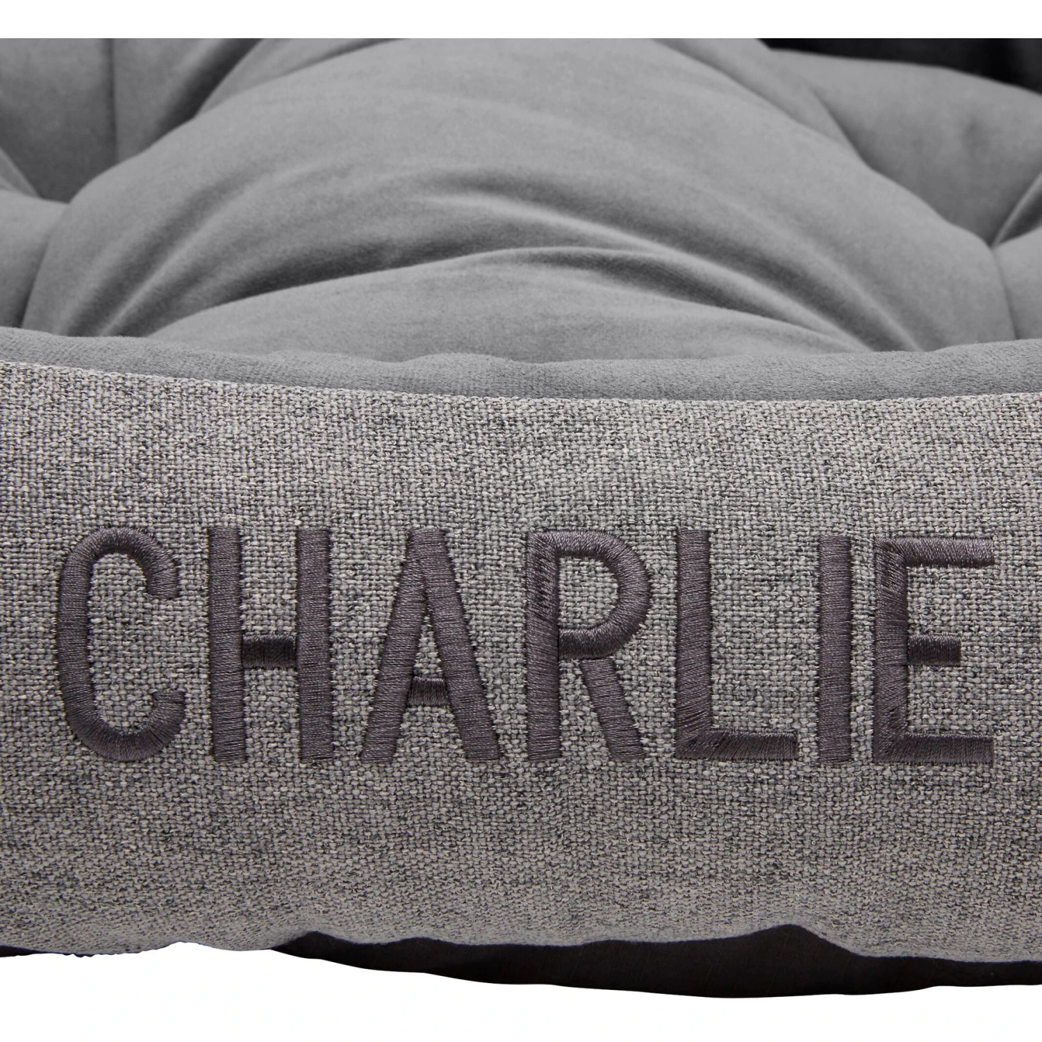 Frisco Rectangular Personalized Bolster Dog Bed W/Removable Cover, Dark Gray, X-Large 4 Frisco Rectangular Personalized Bolster Dog Bed W/Removable Cover, Dark Gray, X-Large - Image 4