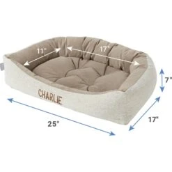 Frisco Rectangular Personalized Bolster Dog Bed W/Removable Cover, Beige, Medium -Pet Dog Shop 252613 PT2. AC SS1800 V1605142360