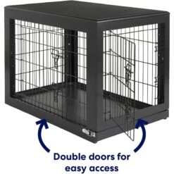 Frisco Double Door Furniture Style Dog Crate, Black -Pet Dog Shop 253026 PT3. AC SS1800 V1615840384