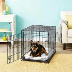Frisco Heavy Duty Fold & Carry Single Door Collapsible Wire Dog Crate & Frisco Quilted Dog Crate Mat -Pet Dog Shop 255551 PT2. AC SS1800 V1604096511