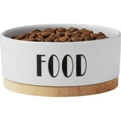 Frisco Ceramic Food Dog & Cat Bowl With Wood Base -Pet Dog Shop 256043 PT4. AC SS1800 V1615311744