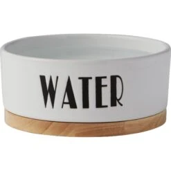 Frisco Ceramic Water Dog & Cat Bowl With Wood Base -Pet Dog Shop 256047 PT4. AC SS1800 V1615310854