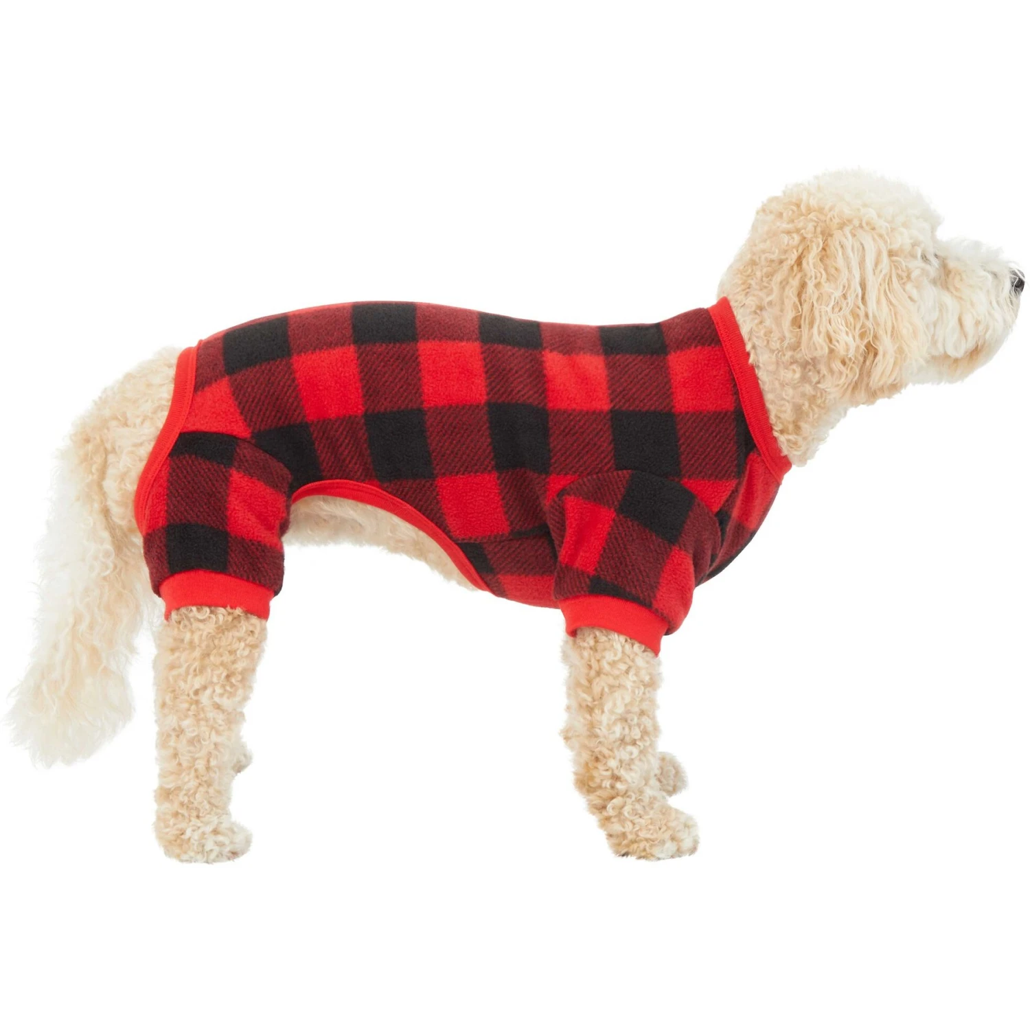 Frisco Dog & Cat Cozy Polar Fleece PJs, Red Plaid 3 Frisco Dog & Cat Cozy Polar Fleece PJs, Red Plaid - Image 3