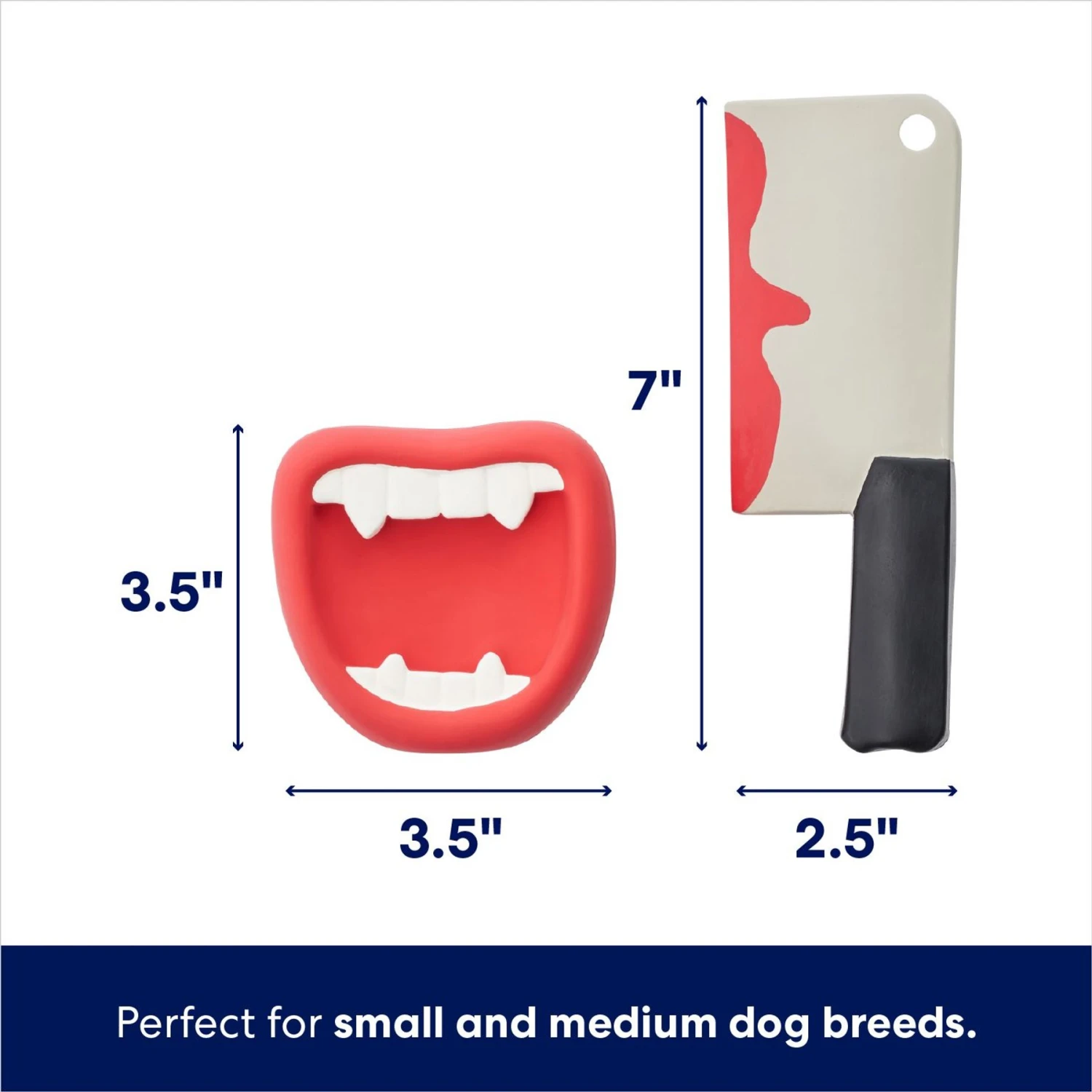 Frisco Halloween Vampire Teeth & Knife Latex Squeaky Dog Toy 2 Frisco Halloween Vampire Teeth & Knife Latex Squeaky Dog Toy - Image 2