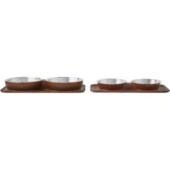 Frisco Silicone Stainless Steel Double Diner Dog & Cat Bowl, Brown 12 Frisco Silicone Stainless Steel Double Diner Dog & Cat Bowl, Brown -Pet Dog Shop 277551 PT5. AC SS1800 V1627936139