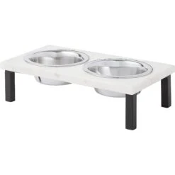 Frisco Marble Elevated Stainless Steel Double Diner Dog & Cat Bowls