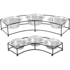 Frisco Multi Pet Feeding 3-Bowls Curved Stainless Steel Dog & Cat Bowl -Pet Dog Shop 277563 PT5. AC SS1800 V1627936053
