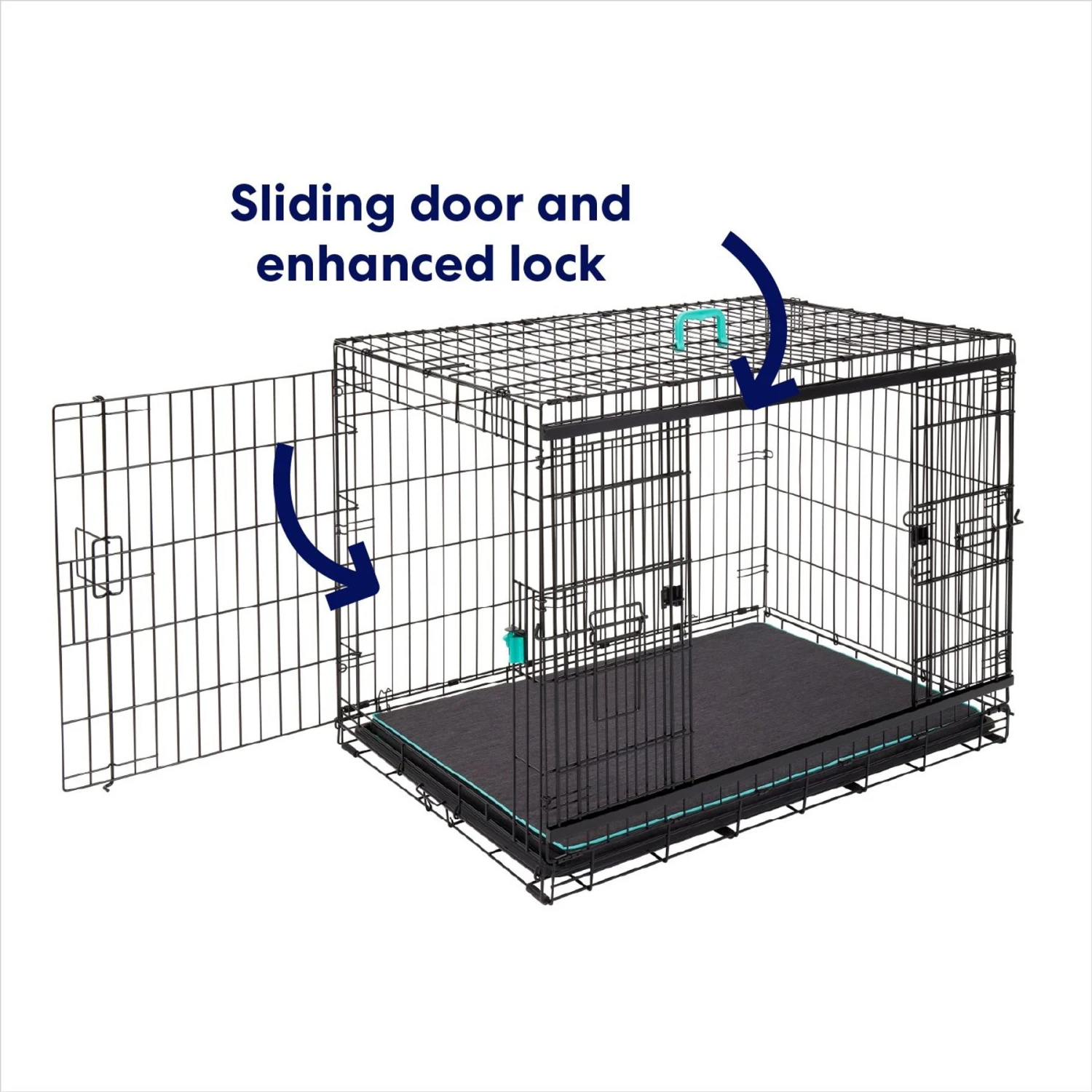 Frisco Heavy Duty Enhanced Lock Sliding Double Door Fold & Carry Wire Dog Crate & Mat Kit 4 Frisco Heavy Duty Enhanced Lock Sliding Double Door Fold & Carry Wire Dog Crate & Mat Kit - Image 4