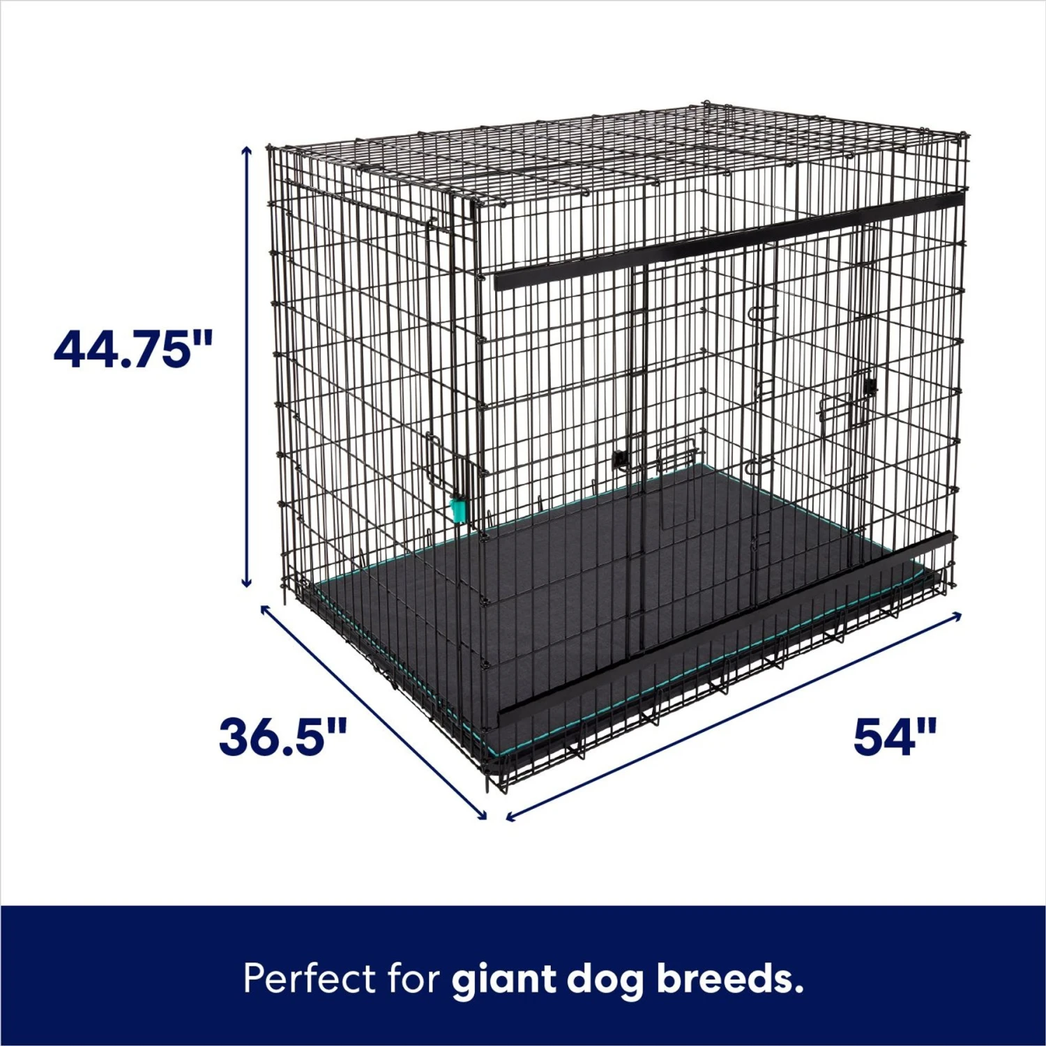Frisco Heavy Duty Enhanced Lock Sliding Double Door Fold & Carry Wire Dog Crate & Mat Kit, 54 Inch 2 Frisco Heavy Duty Enhanced Lock Sliding Double Door Fold & Carry Wire Dog Crate & Mat Kit, 54 Inch - Image 2