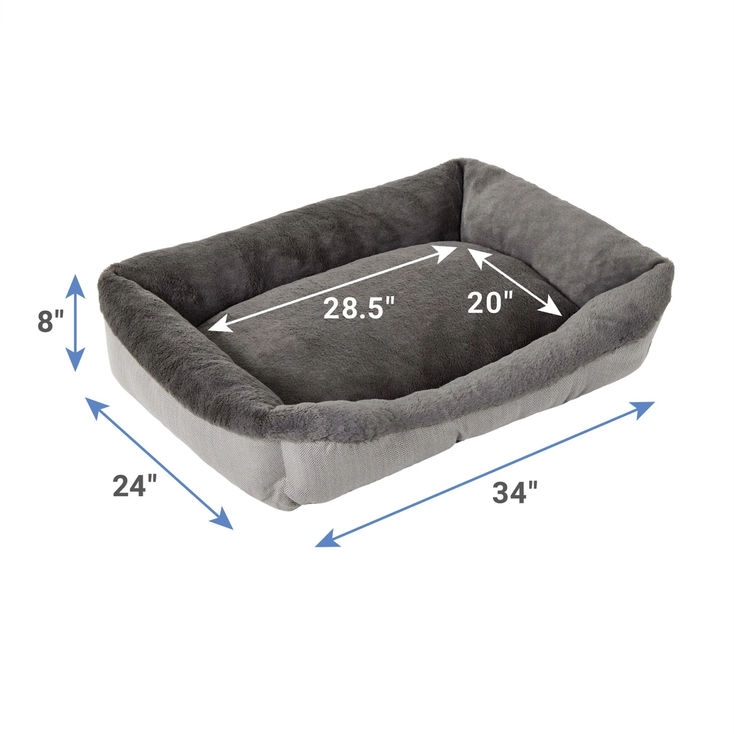 Frisco Herringbone Cuffed Cuddler Dog & Cat Bed 2 Frisco Herringbone Cuffed Cuddler Dog & Cat Bed - Image 2