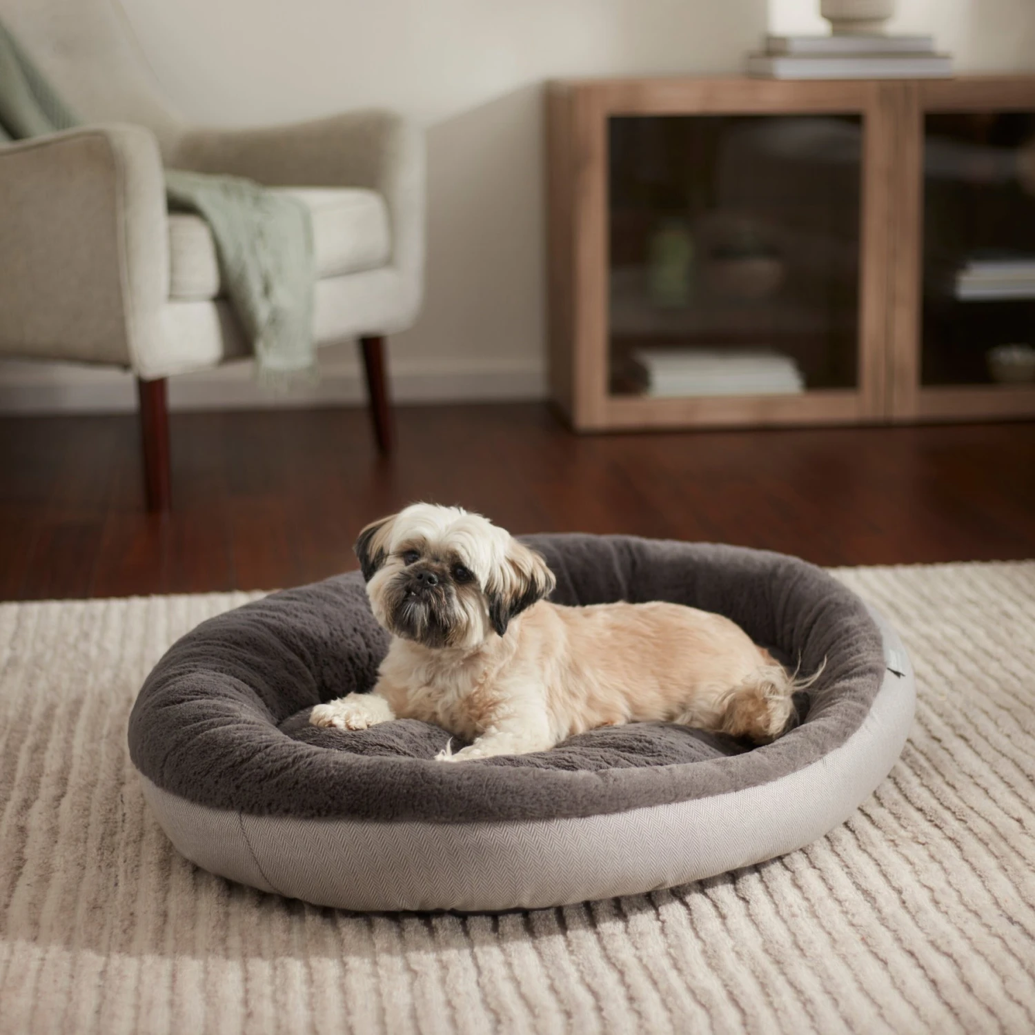 Frisco Herringbone Hi-Low Cuddler Dog & Cat Bed 1 Frisco Herringbone Hi-Low Cuddler Dog & Cat Bed