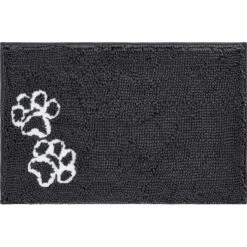 Frisco Microfiber Chenille Shammy Towel & Frisco Microfiber Chenille Paw Print Dog & Cat Mat, Dark Gray -Pet Dog Shop 303468 PT5. AC SS1800 V1623034648