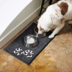 Frisco Microfiber Chenille Shammy Towel & Frisco Microfiber Chenille Paw Print Dog & Cat Mat, Dark Gray -Pet Dog Shop 303468 PT8. AC SS1800 V1623091063