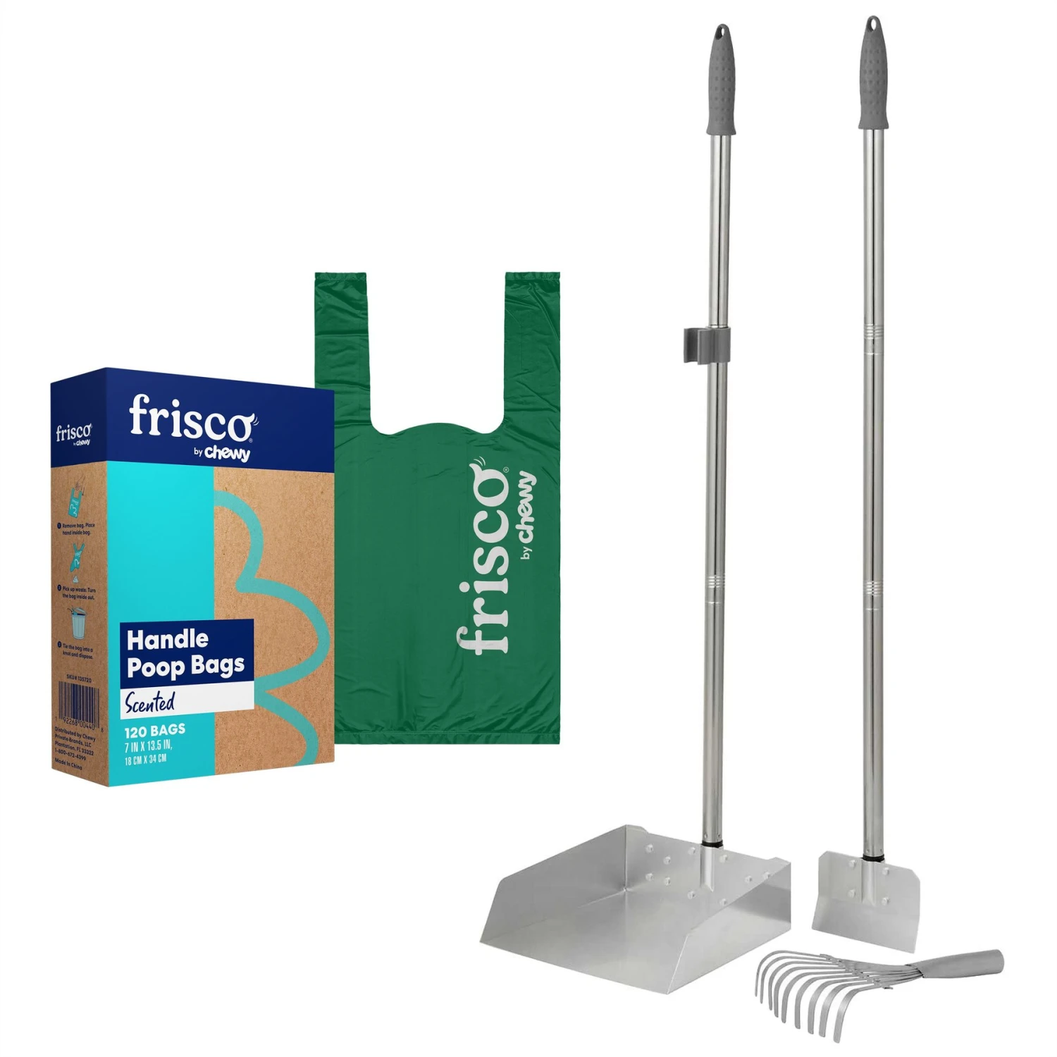 Frisco Rake & Spade Set With Dustpan & Frisco Handle Dog Poop Bag 1 Frisco Rake & Spade Set With Dustpan & Frisco Handle Dog Poop Bag