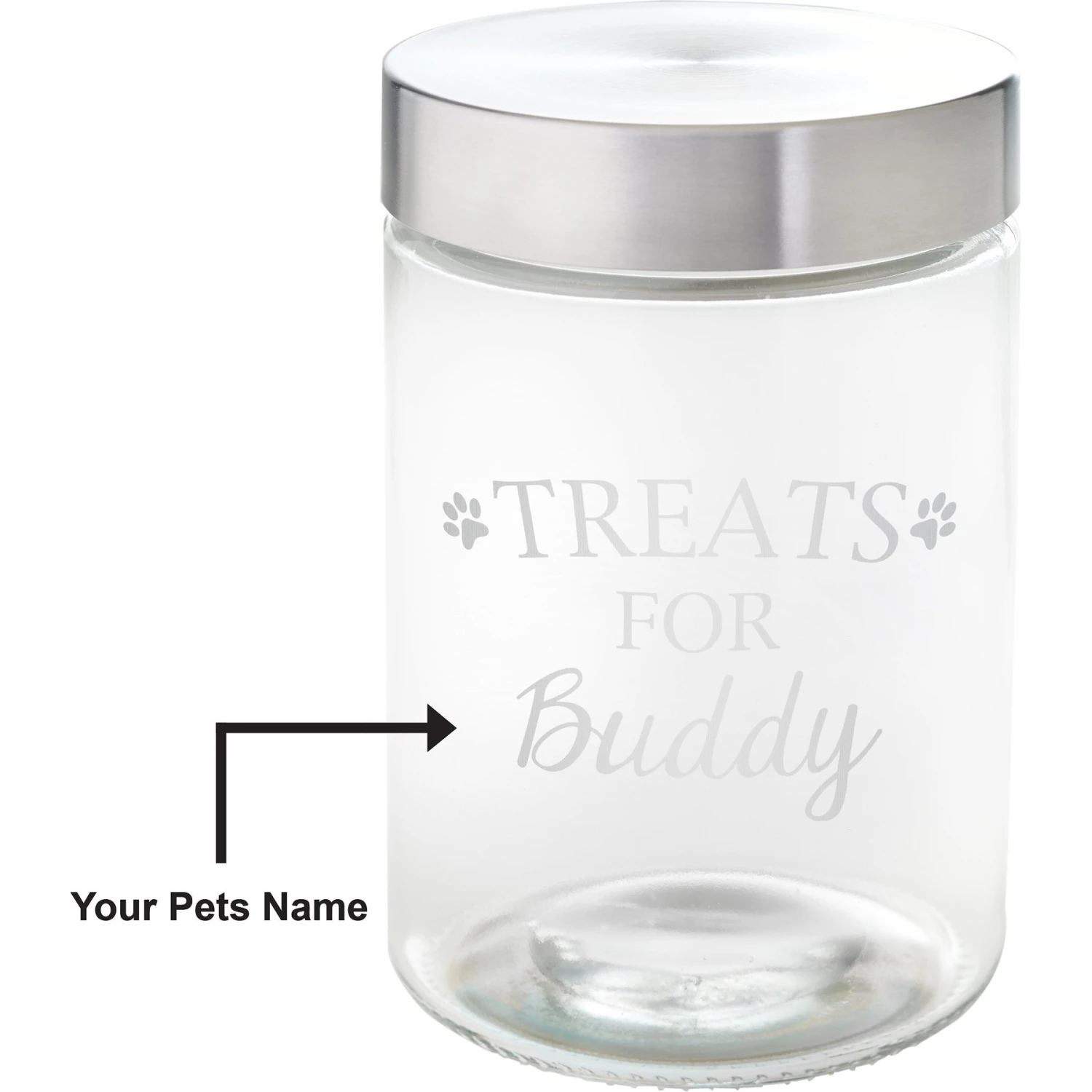 Frisco Paw Print Glass Personalized Treat Jar With Lid, 5 Cup, 40oz 3 Frisco Paw Print Glass Personalized Treat Jar With Lid, 5 Cup, 40oz - Image 3