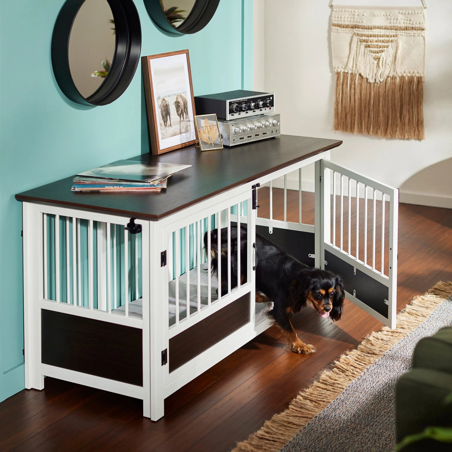 Frisco "Roma" Dog Crate Credenza & Mat 1 Frisco "Roma" Dog Crate Credenza & Mat