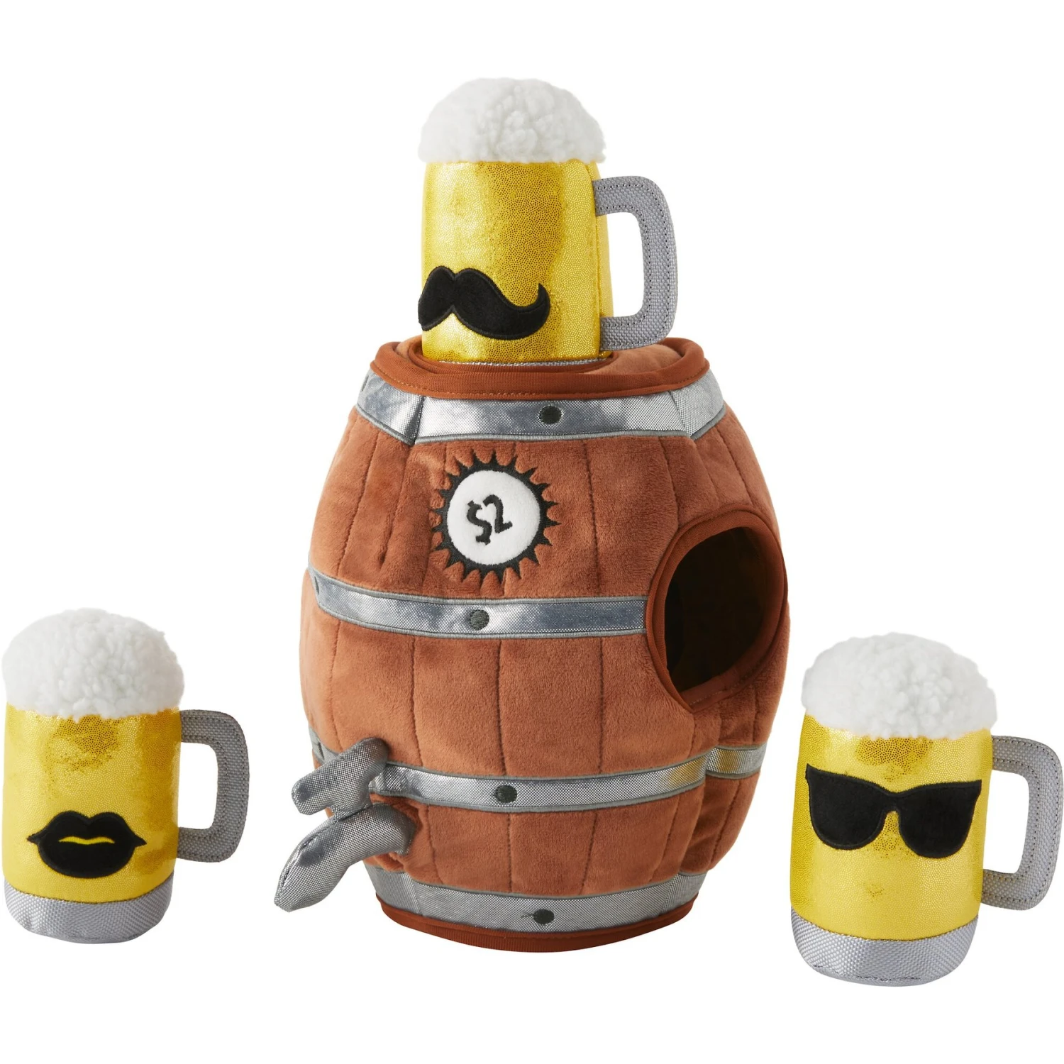 Frisco Beer & Keg Plush Squeaky Dog Toy, 4 Count 1 Frisco Beer & Keg Plush Squeaky Dog Toy, 4 Count