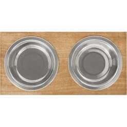 Frisco Premium Wood Elevated Stainless Steel Double Diner Dog & Cat Bowl -Pet Dog Shop 331490 PT4. AC SS1800 V1657656892