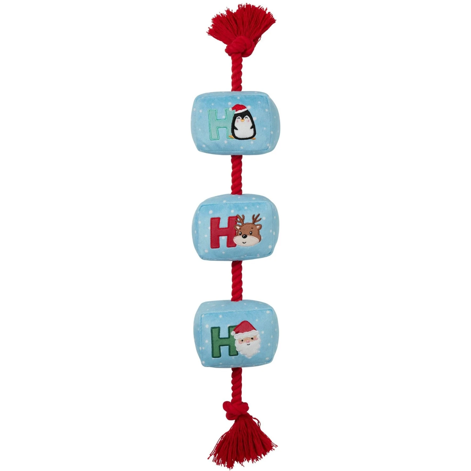 Frisco Holiday Ho Ho Ho Plush With Rope Squeaky Dog Toy 1 Frisco Holiday Ho Ho Ho Plush With Rope Squeaky Dog Toy