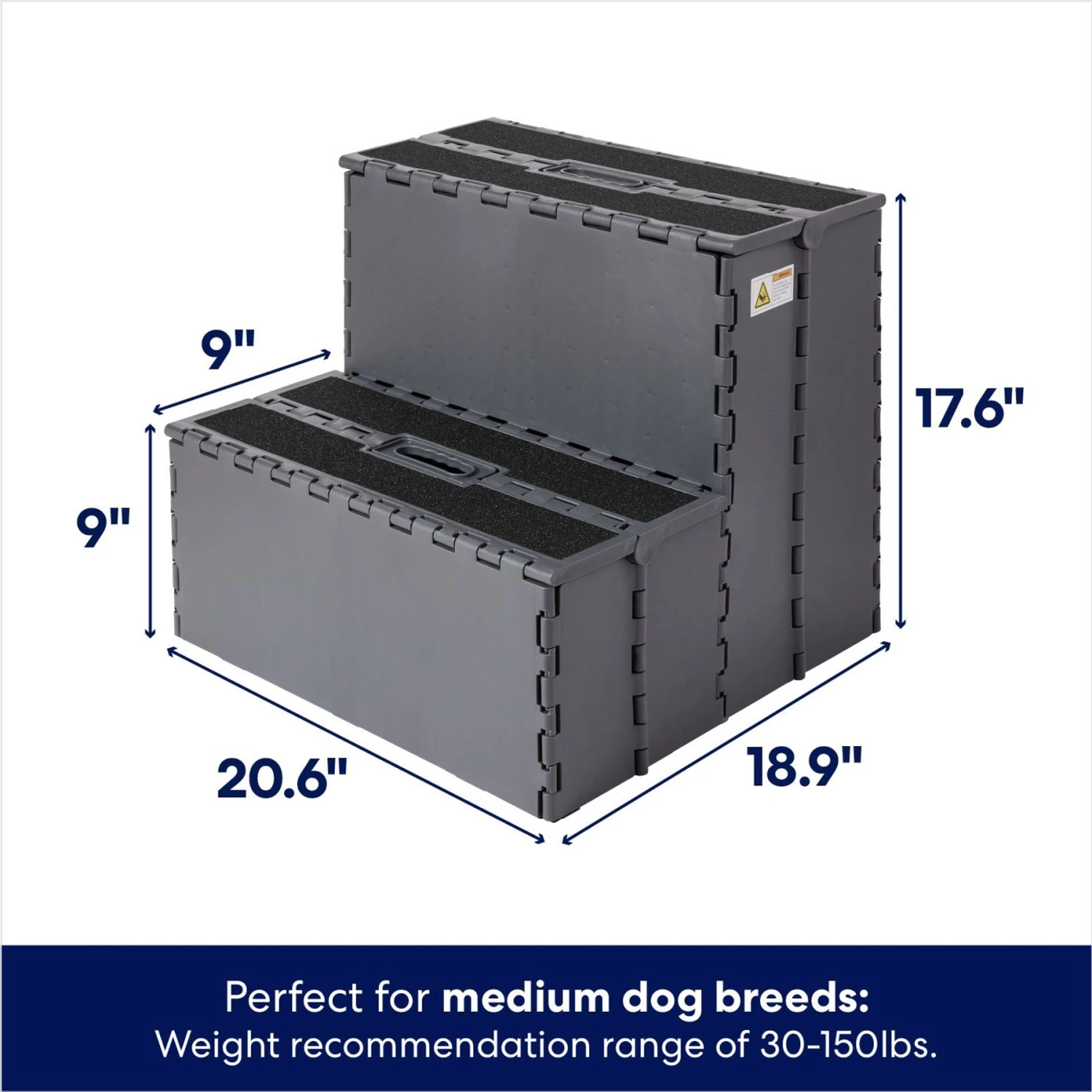 Frisco Foldable Cat & Dog Plastic Stairs, Grey 2 Frisco Foldable Cat & Dog Plastic Stairs, Grey - Image 2