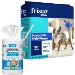 Vetnique Labs Glandex Wipes Rear End Anal Gland Cleansing & Deodorizing Hygienic Rear End Boot The Scoot Dog & Cat Wipes & Frisco Disposable Male Dog Wraps