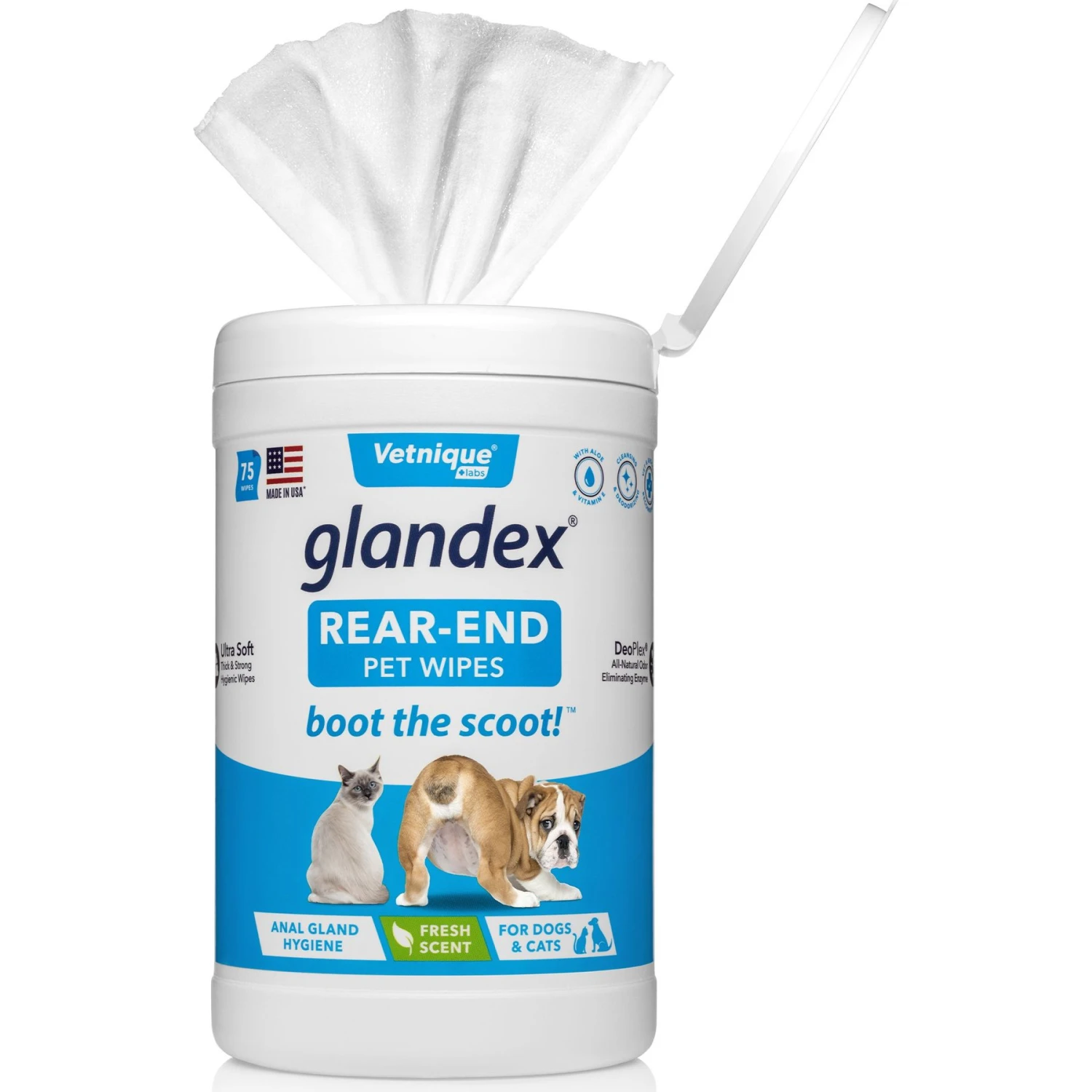 Vetnique Labs Glandex Wipes Rear End Anal Gland Cleansing & Deodorizing Hygienic Rear End Boot The Scoot Dog & Cat Wipes & Frisco Disposable Male Dog Wraps 2 Vetnique Labs Glandex Wipes Rear End Anal Gland Cleansing & Deodorizing Hygienic Rear End Boot The Scoot Dog & Cat Wipes & Frisco Disposable Male Dog Wraps - Image 2