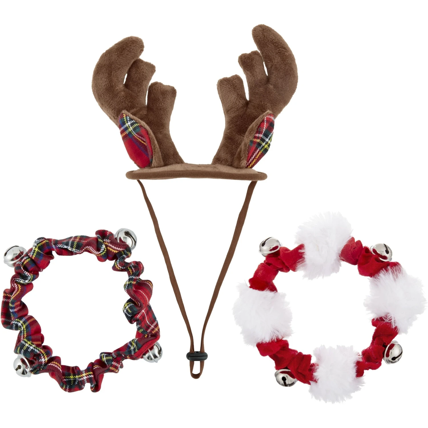 Frisco Jingle Bells Dog & Cat Holiday Collar With Bells, 1 Count & Frisco Holiday Antler Headband & Bell Collar Dog & Cat Costume 1 Frisco Jingle Bells Dog & Cat Holiday Collar With Bells, 1 Count & Frisco Holiday Antler Headband & Bell Collar Dog & Cat Costume